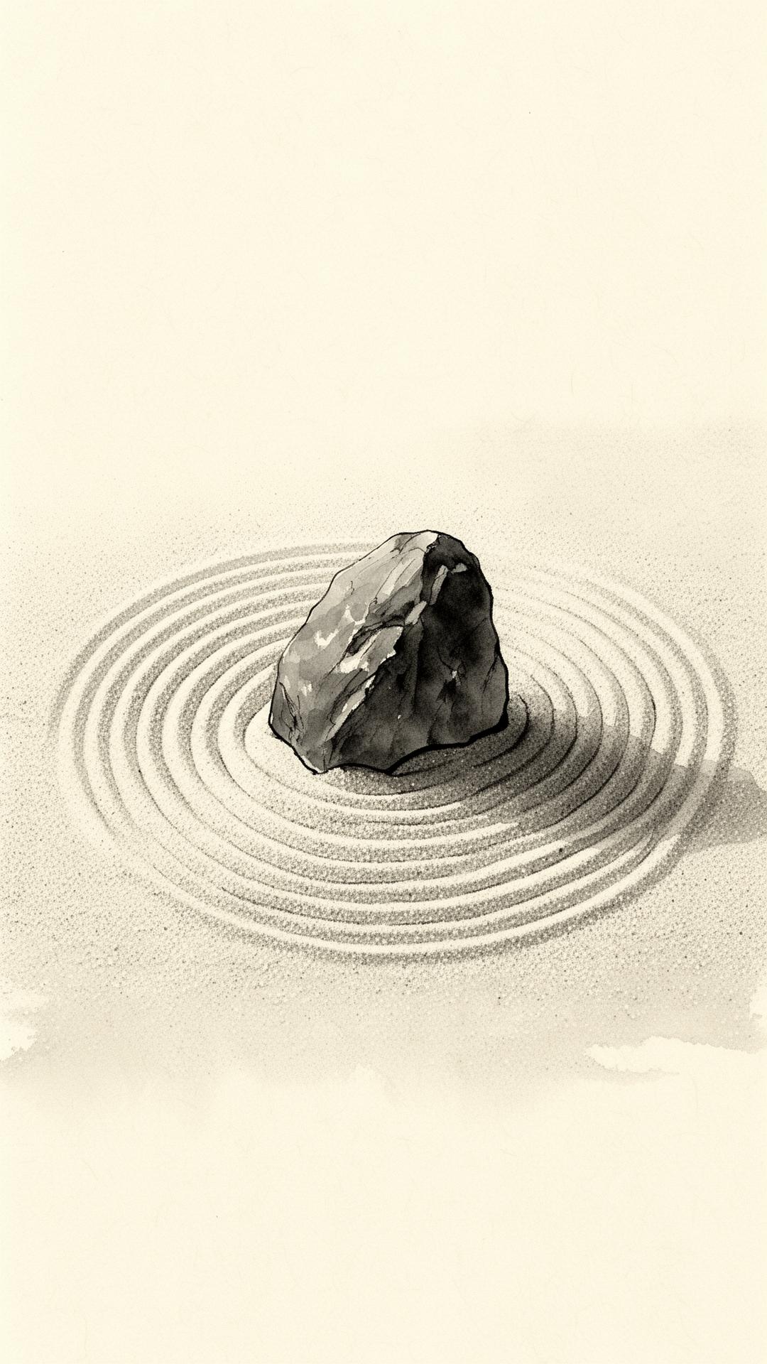 Stone and raked sand